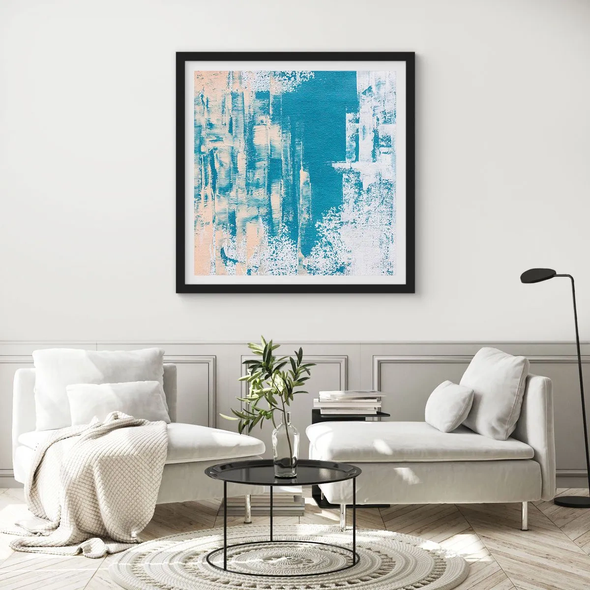 Plakat i sort ramme - Gennem istappen - 40x40 cm