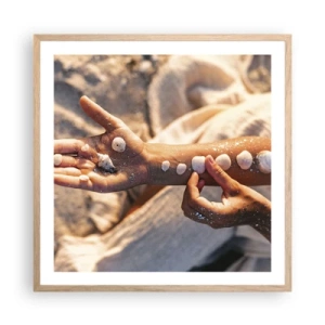 Plakat i ramme af lyst egetræ - Skønhed inden for rækkevidde - 60x60 cm