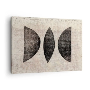Lærredstryk - Billede på lærred - Etniske former i mørke toner på en lys baggrund - 70x50cm - Etnisk abstraktion - Moderne vægdekoration til stue og soveværelse ARTTOR