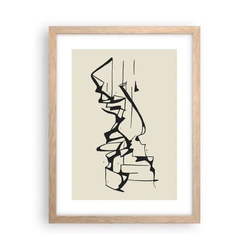 Plakat i ramme af lyst egetræ - Måske et landskab - 30x40 cm