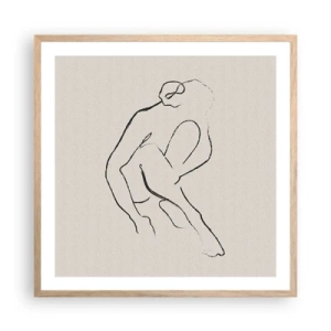 Plakat i ramme af lyst egetræ - Intim skitse - 60x60 cm