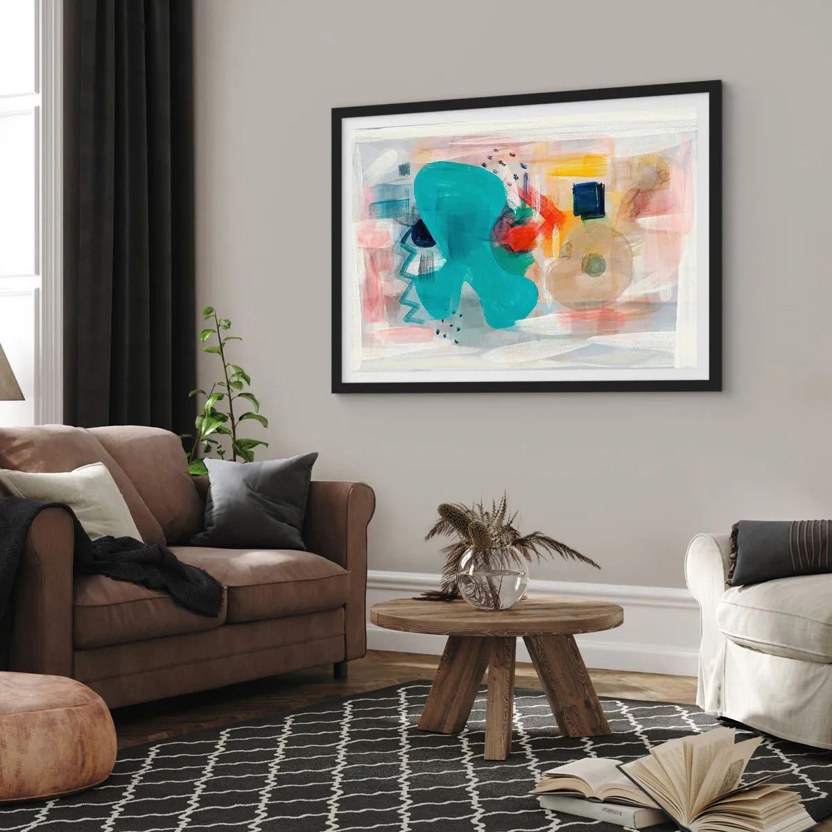 Plakat i sort ramme - Et farverigt spil - 70x50 cm