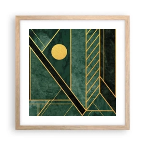 Plakat i ramme af lyst egetræ - Dynamikken i guld og azurblå - 40x40 cm