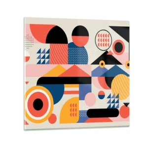 Billede på glas - Komposition: Leg - 60x60 cm