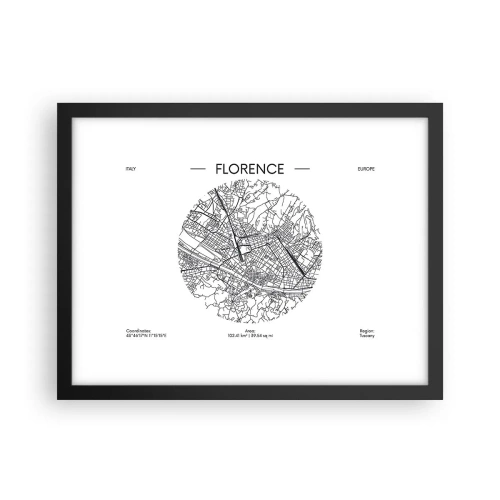 Plakat i sort ramme - Anatomi af Firenze - 40x30 cm