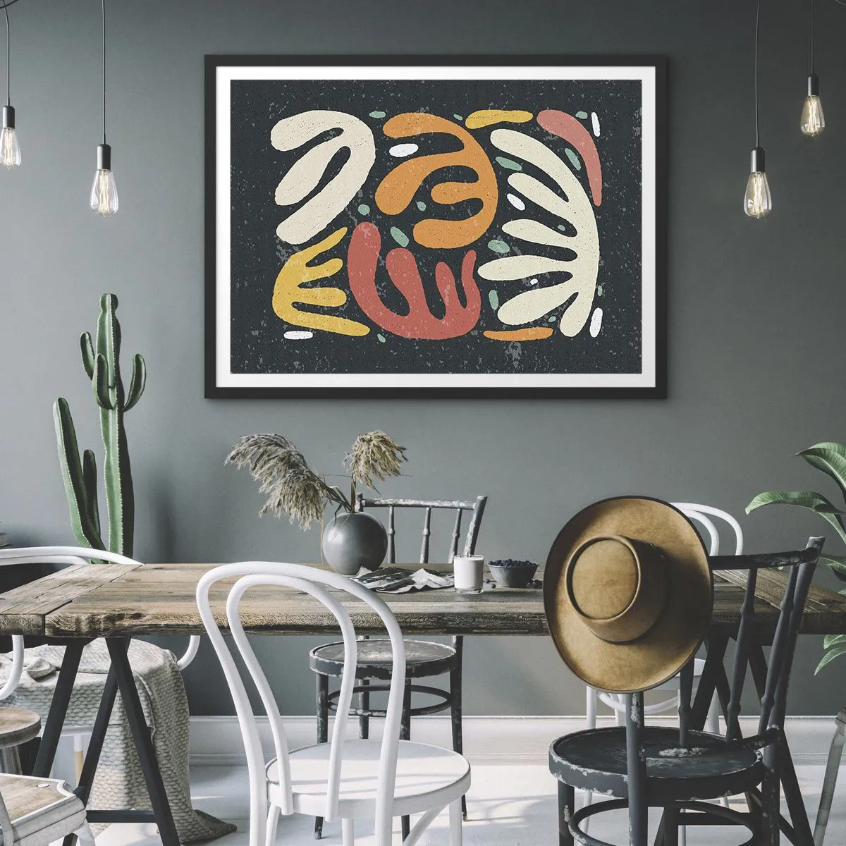 Plakat i sort ramme - Komposition - jeg er ved at fange dig - 70x50 cm
