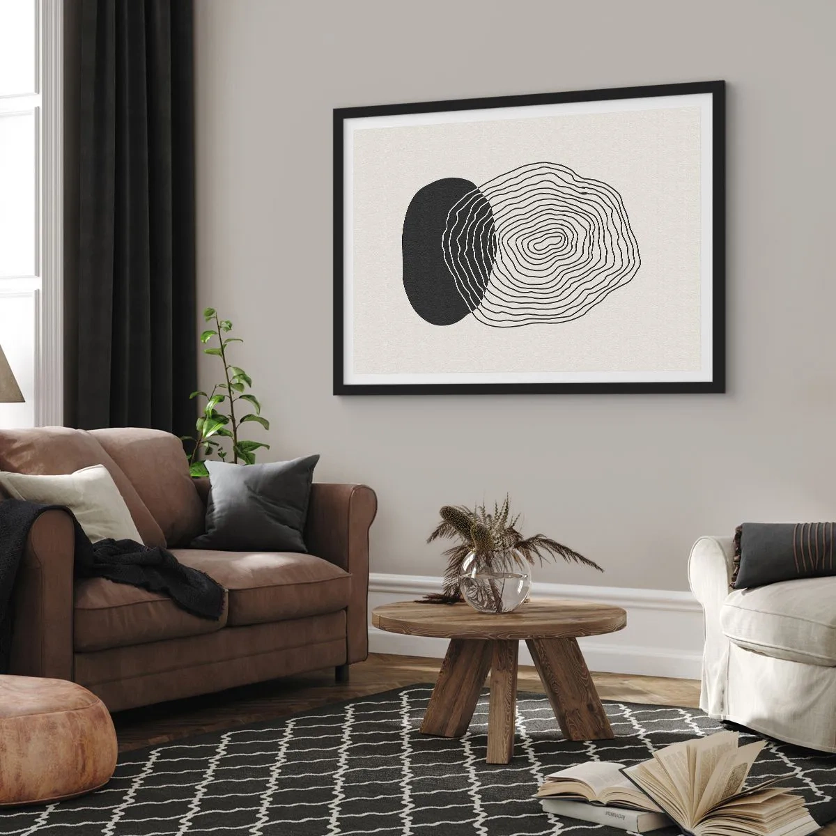 Plakat i sort ramme - Varighed og vibration - 70x50 cm