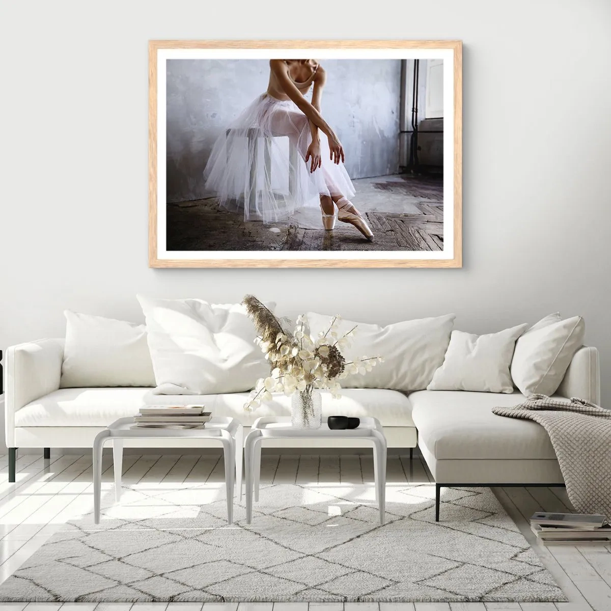 Plakat i ramme af lyst egetræ - Før rampelysene skinner - 91x61 cm