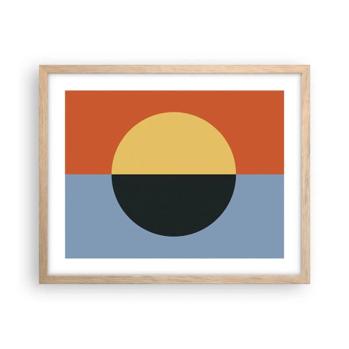 Plakat i ramme af lyst egetræ - En sammensætning af varme og kølighed - 50x40 cm