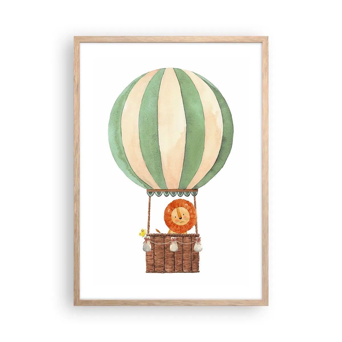 Plakat i ramme af lyst egetræ - Leons rejser - 50x70 cm