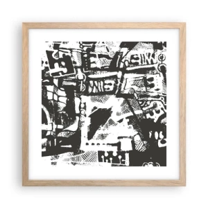 Plakat i ramme af lyst egetræ - Orden eller kaos? - 40x40 cm