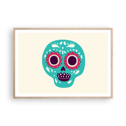 Plakat i ramme af lyst egetræ - Livet - sjovt indtil døden - 100x70 cm