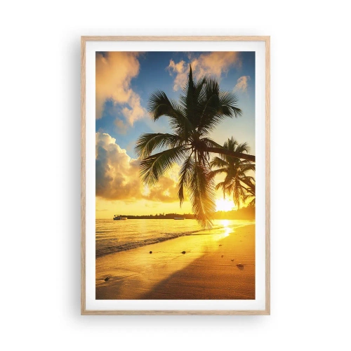 Plakat i ramme af lyst egetræ - Caribisk drøm - 61x91 cm