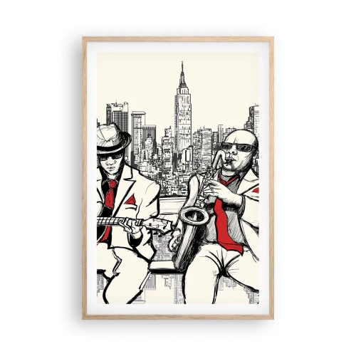 Plakat i ramme af lyst egetræ - New York improvisation - 61x91 cm