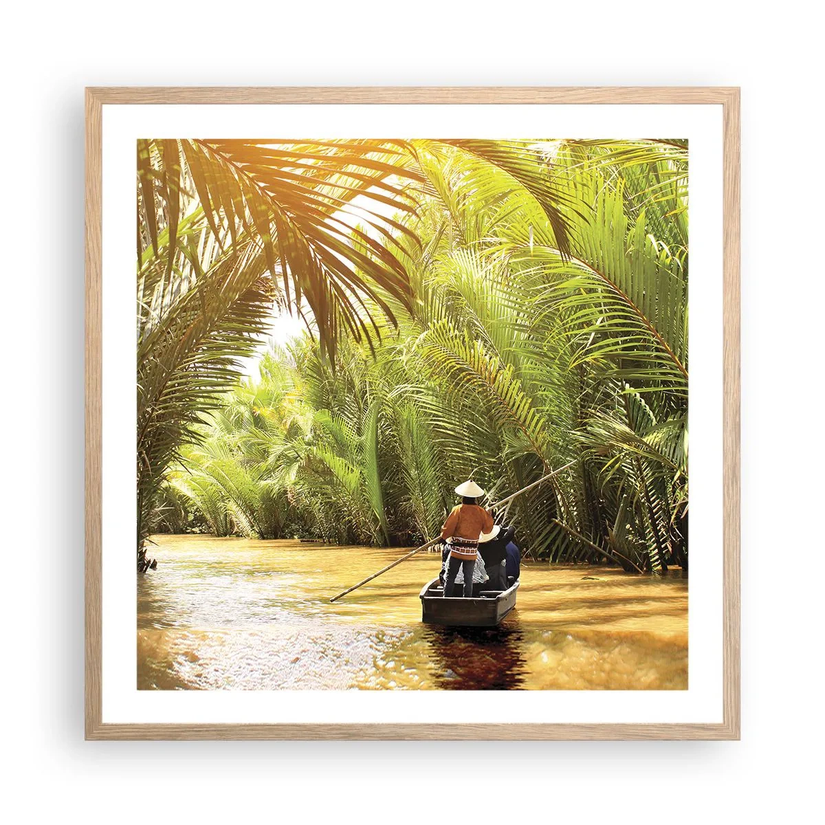 Plakat i ramme af lyst egetræ - Palmeslugten - 60x60 cm