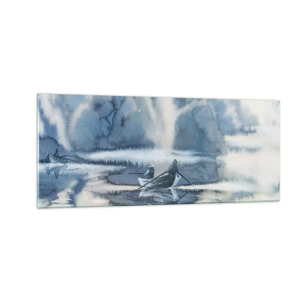 Billede på glas - Lystfiskere i deres paradis - 100x40 cm