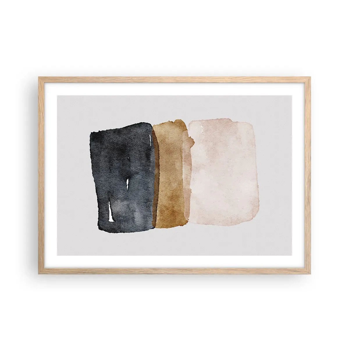 Plakat i ramme af lyst egetræ - Sammensætning af jordfarver - 70x50 cm