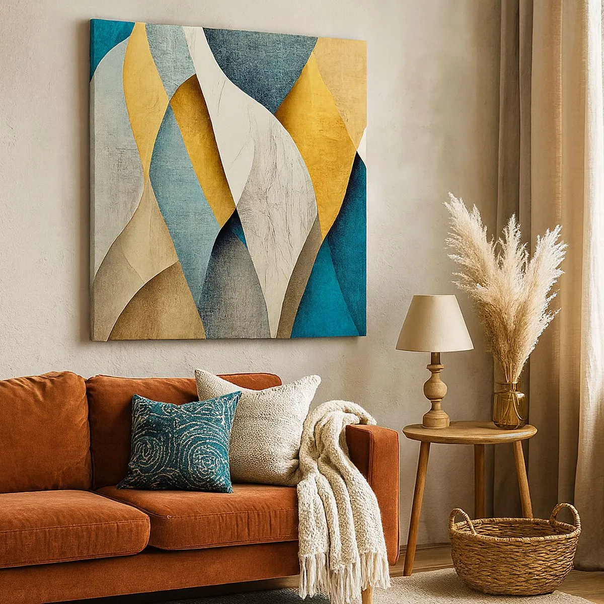 Lærredstryk - Billede på lærred - Rytme og bølger - 30x30 cm