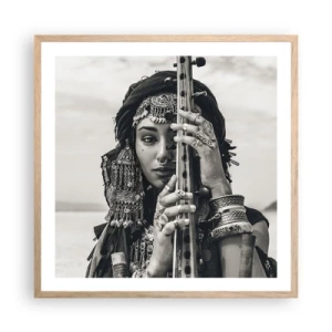 Plakat i ramme af lyst egetræ - Selve den orientalske musik - 60x60 cm