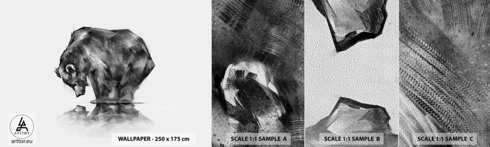 Prøve Fototapet Premium Sand - Dejligt at se nogen tæt på - Abstraktion, Isbjørn, Natur - 100x30 cm