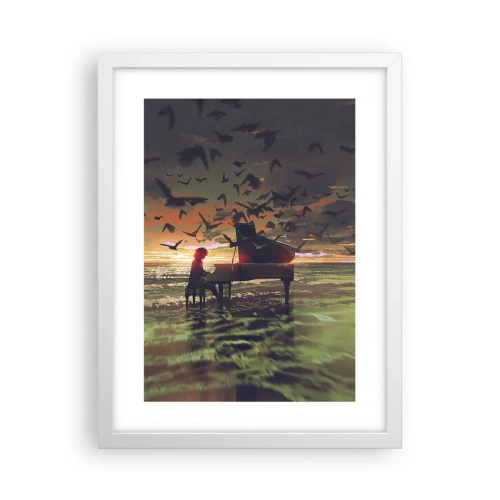 Plakat i hvid ramme - Koncert for klaver og bølger - 30x40 cm