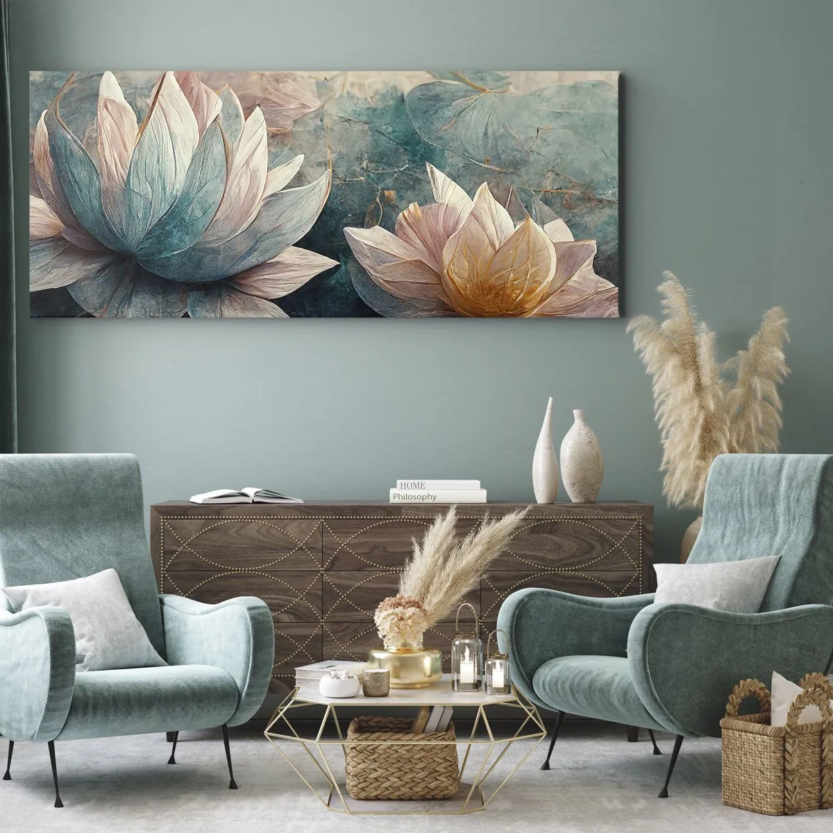 Lærredstryk - Billede på lærred - Søens stjerner - 160x50 cm