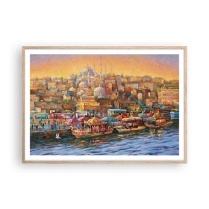 Plakat i ramme af lyst egetræ - En historie fra Istanbul - 100x70 cm