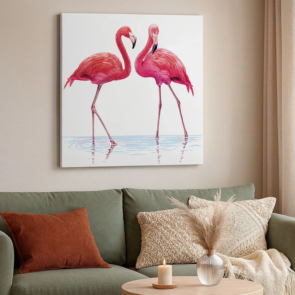 Lærredstryk - Billede på lærred - Lyserødt randez-vous - 30x30 cm