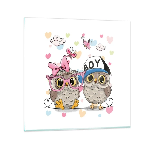 Billede på glas - Lad os elske hinanden! - 70x70 cm