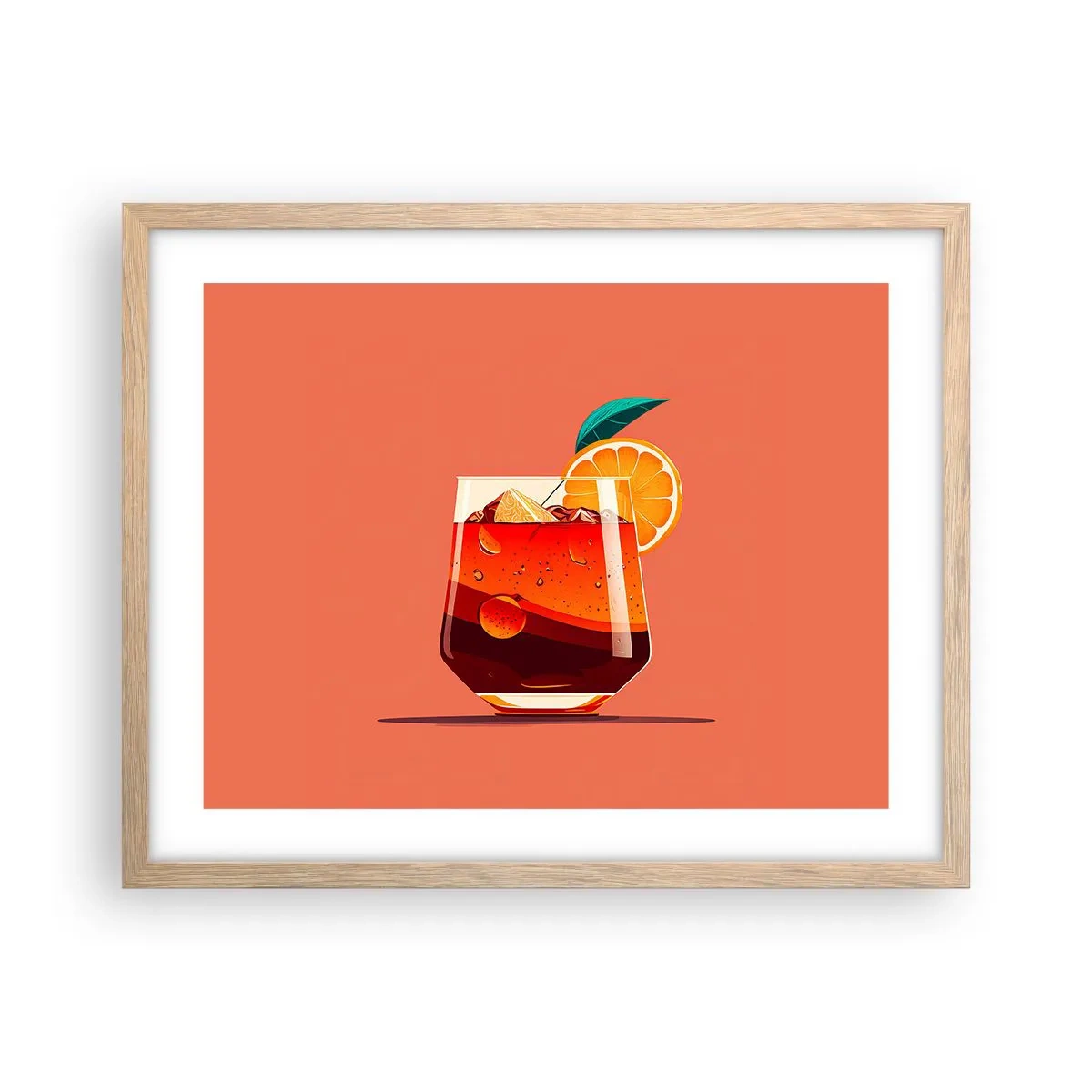 Plakat i ramme af lyst egetræ - Sommerens forfriskning - 50x40 cm