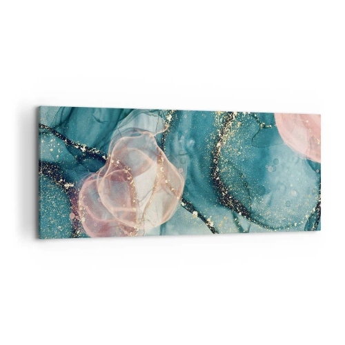 Lærredstryk - Billede på lærred - Silkeblå, tyl lyserød - 120x50 cm