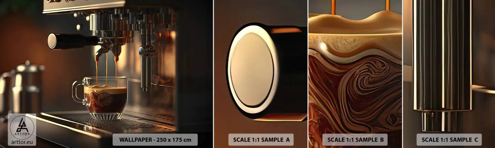 Fototapet Prøve Standard Eco - En sensuel blanding - Kaffe, Kaffemaskine, Gastronomi - 100x30 cm