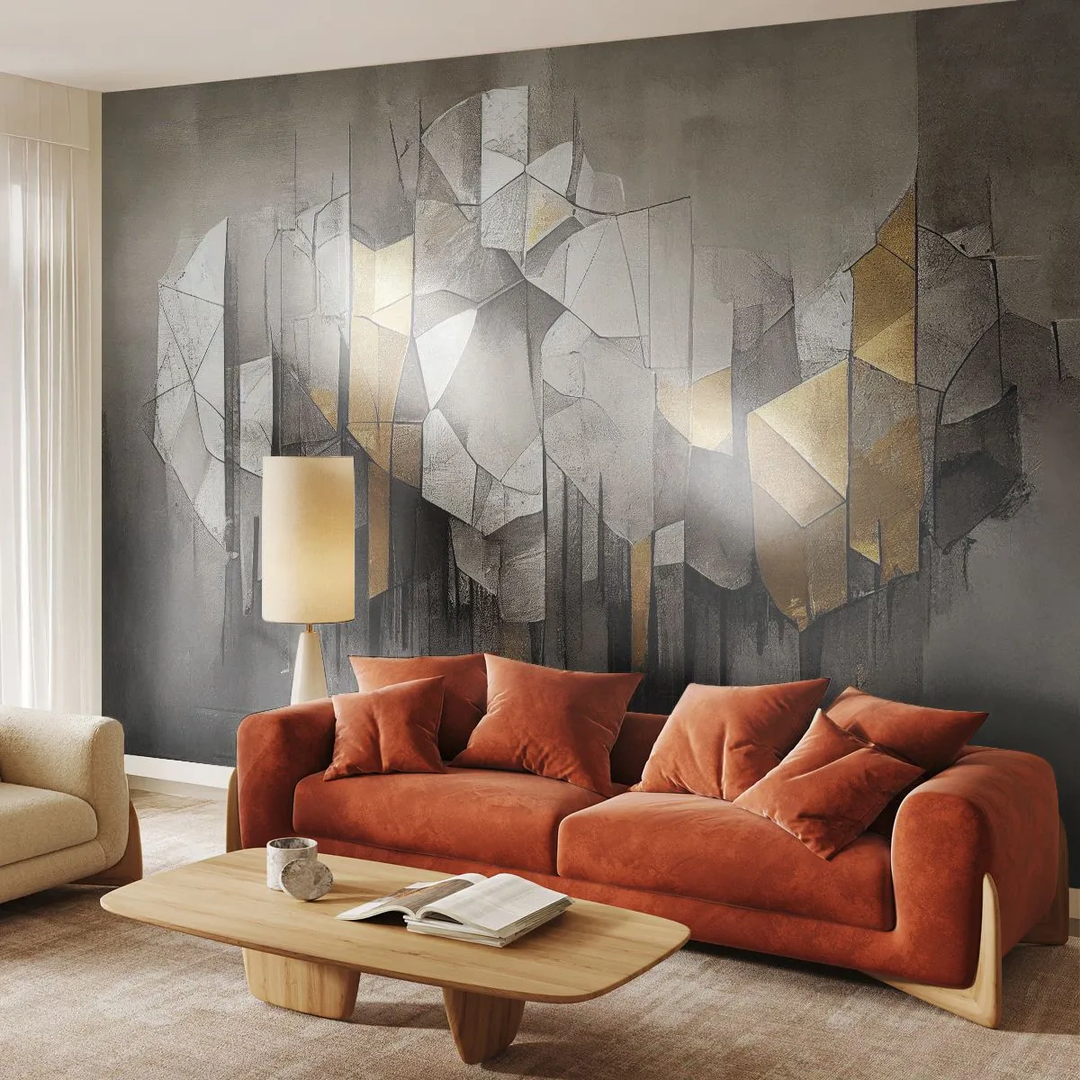 Fototapet Premium Sand - Komposition lavet af is og lys - Abstraktion, Stykke, Art Deco - 100x70 cm