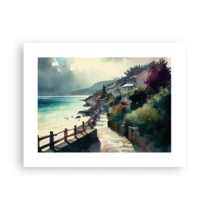 Plakat - Middelhavsby - 40x30 cm