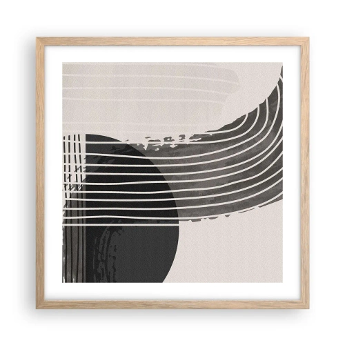 Plakat i ramme af lyst egetræ - Derhen og tilbage - 50x50 cm