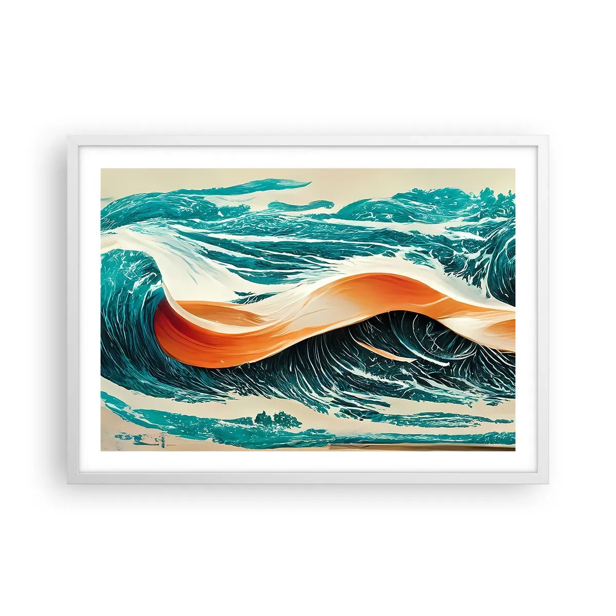 Plakat i hvid ramme - Surferens drøm - 70x50 cm