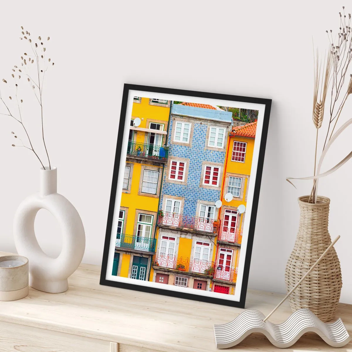 Plakat i sort ramme - Farverne i den gamle bydel - 40x50 cm