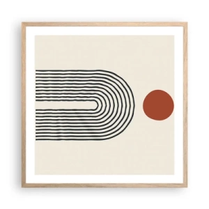 Plakat i ramme af lyst egetræ - Magnetisme af former og farver - 60x60 cm