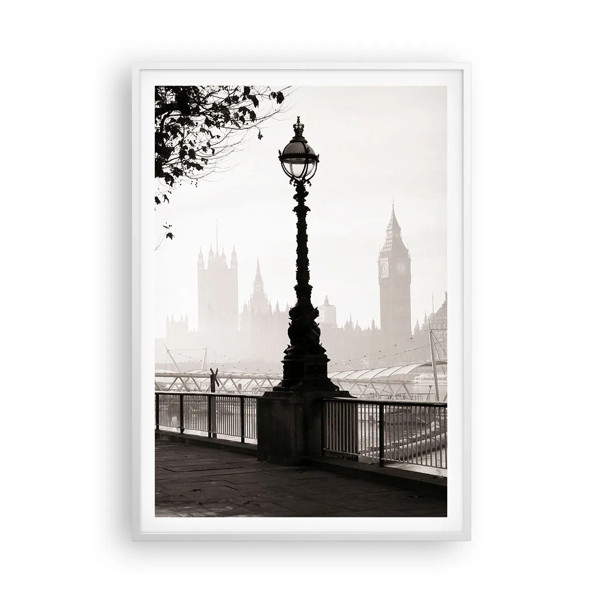 Plakat i hvid ramme - London morgen - 70x100 cm