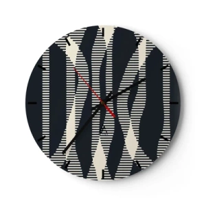 Vægur, Uret - Sort og beige stribet mønster med optisk effekt - 30x30cm - Forsøg på at bryde igennem mørket - Moderne vægdekoration til stue, køkken og soveværelse ARTTOR