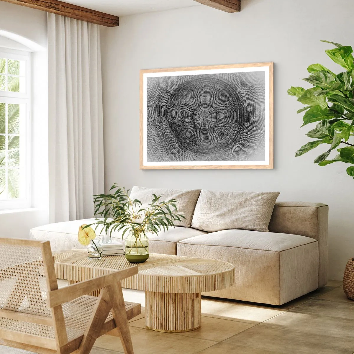 Plakat i ramme af lyst egetræ - Et tegn på tiden - 91x61 cm