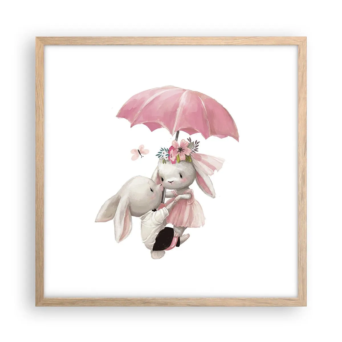 Plakat i ramme af lyst egetræ - Det er kærlighed - 50x50 cm