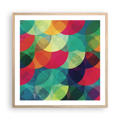 Plakat i ramme af lyst egetræ - Ind i regnbuens opstigning - 60x60 cm