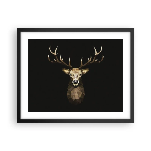 Plakat i sort ramme - Kubistisk hjort - 50x40 cm