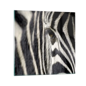 Billede på glas - Stribet portræt - 40x40 cm