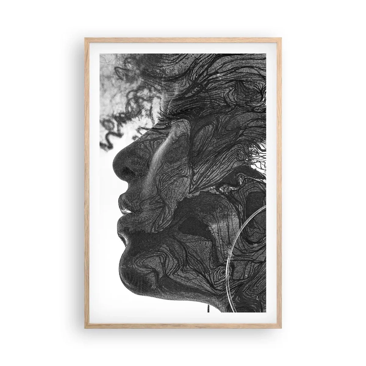 Plakat i ramme af lyst egetræ - Forviklet i drømme - 61x91 cm