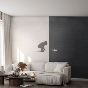 Fototapet Premium Canvas - Stor ekspedition - Barn, Sort og hvid, Vand - 100x70 cm