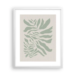 Plakat i hvid ramme - Smaragdgrøn gren - 40x50 cm