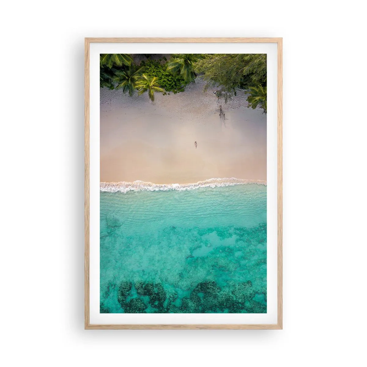 Plakat i ramme af lyst egetræ - Paradis strand - 61x91 cm