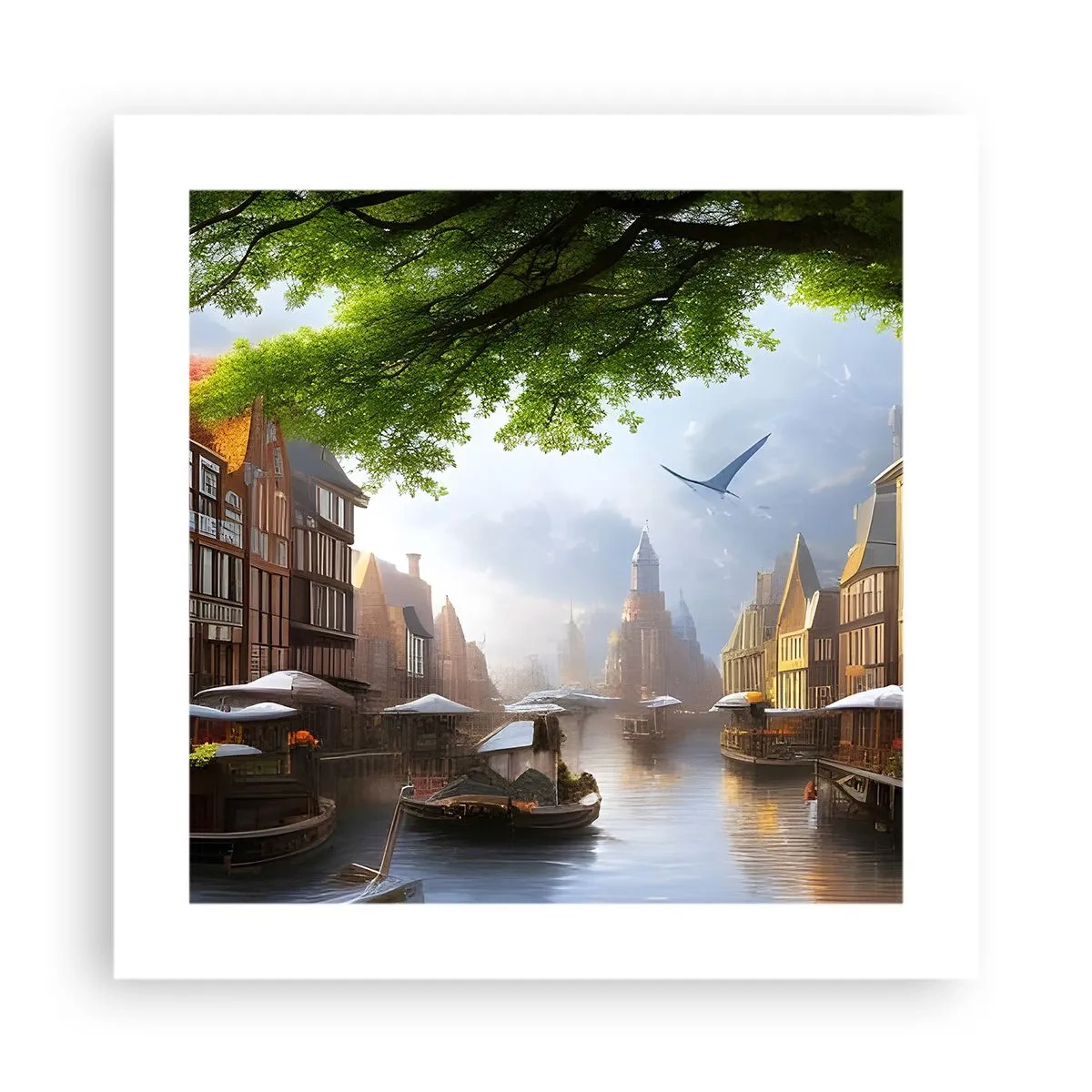 Plakat - Hollandsk bybillede - 40x40 cm